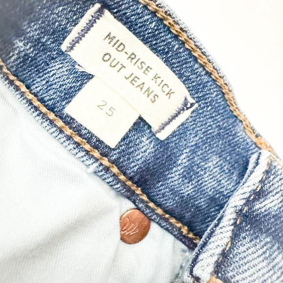Madewell Mid-Rise Kick Out Medium Wash Zip Fly Denim Jeans Size 25 - Picture 6 of 9